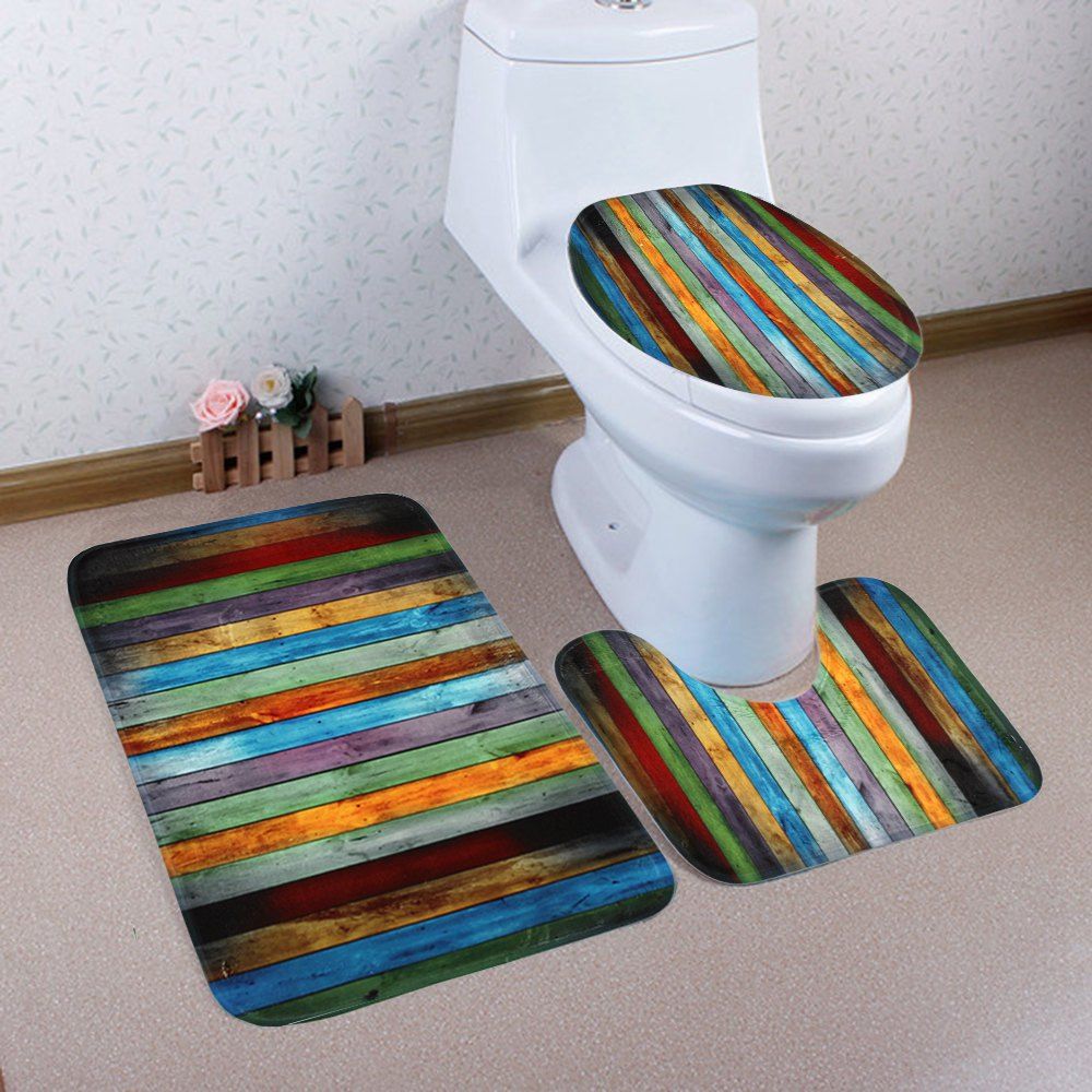 

Soft Coral Velvet 3Pcs Antiskid Toilet Mat Set, Colormix