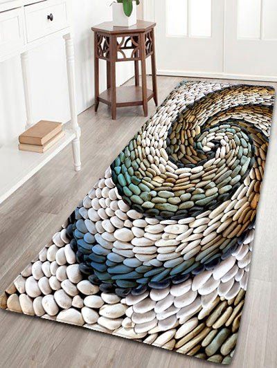 

Bathroom Flannel Whirlwind Pebbles Skidproof Rug, Colormix