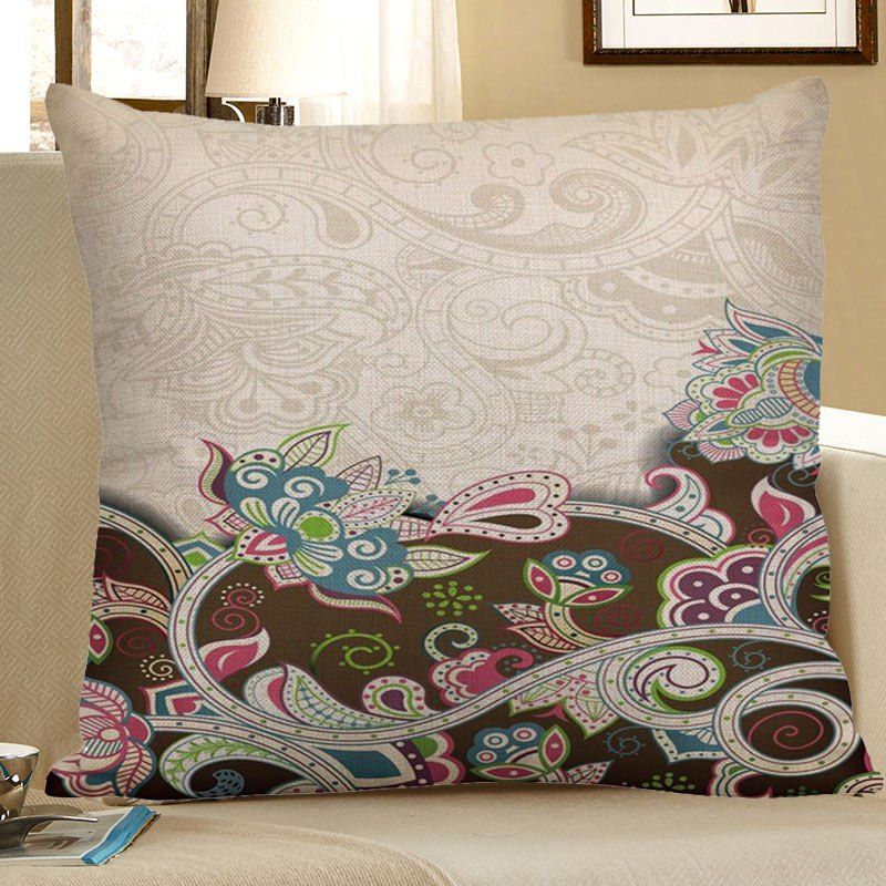 

Home Decor Bohemian Floral Linen Pillow Case, Colorful