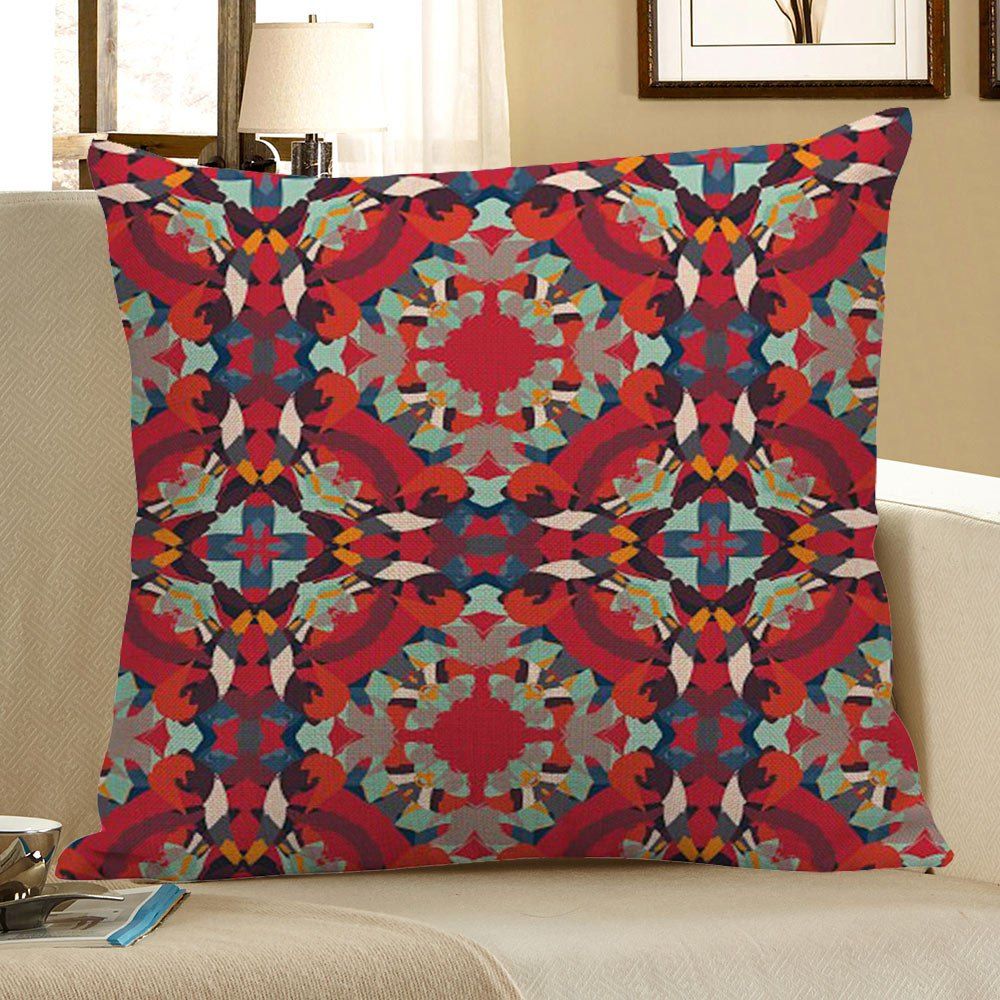 

Decorative Bohemian Geometric Linen Pillow Case, Red