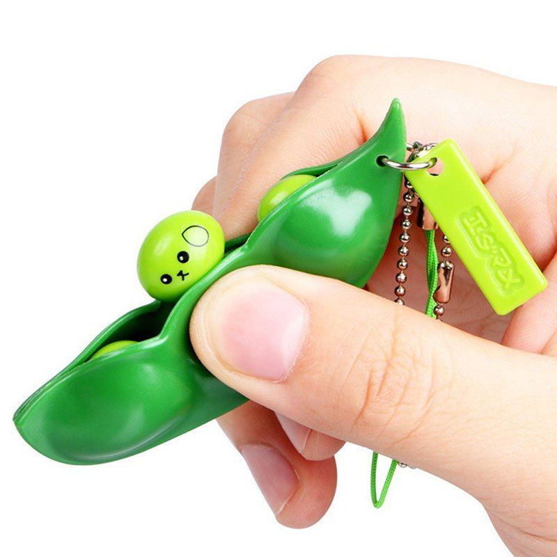 1 PC Squeeze Beans Anti Stress Toy with Keychain