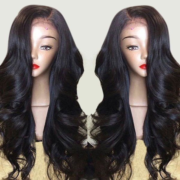 

Long Side Part Layered Body Wave Lace Front Synthetic Wig, Black