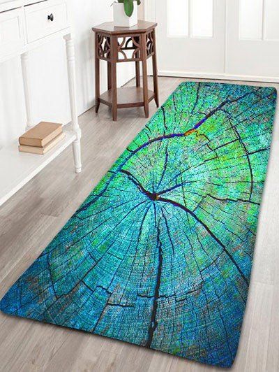 

Cracked Wood Pattern Antiskid Flannel Rug, Green