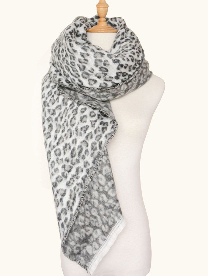 

Square Wool Blended Leopard Pattern Warm Scarf, Leopard print pattern