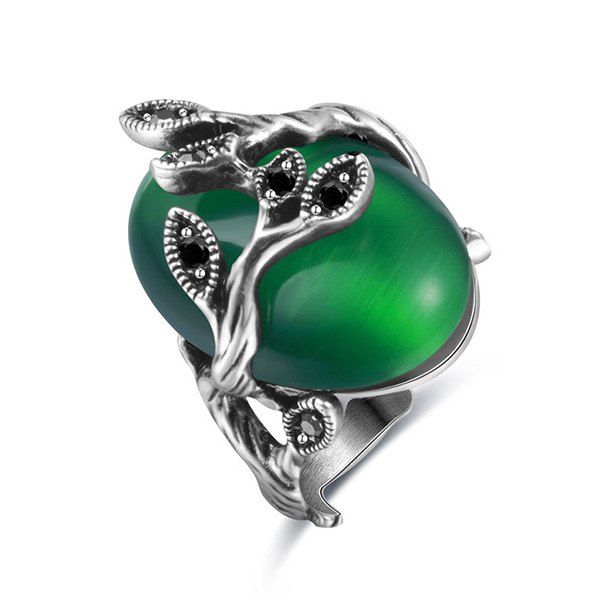 

Vintage Faux Emerald Oval Leaf Ring, Green