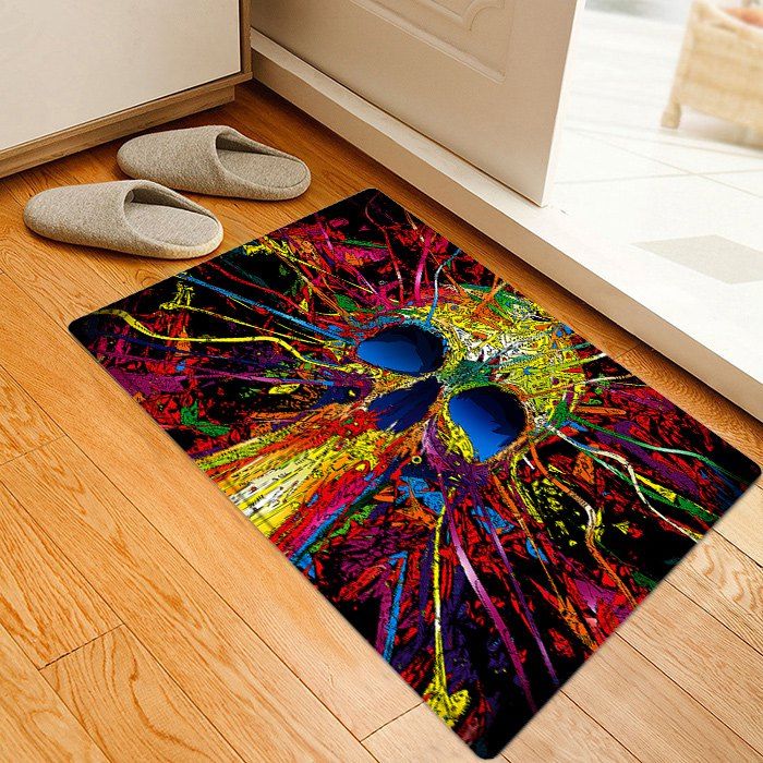 

Skull Pattern Anti-skid Water Absorption Area Rug, Colormix
