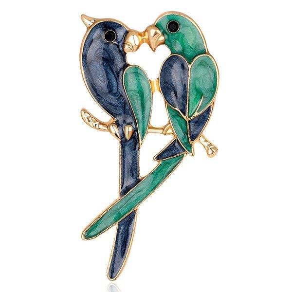 

Parrots Lover Design Plating Brooch, Green