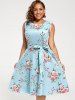 Robe Mi-longue Florale Trapèze Sans Manches Grande Taille -  