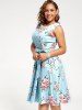 Robe Mi-longue Florale Trapèze Sans Manches Grande Taille -  