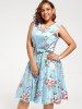 Robe Mi-longue Florale Trapèze Sans Manches Grande Taille -  