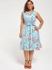 Robe Mi-longue Florale Trapèze Sans Manches Grande Taille -  