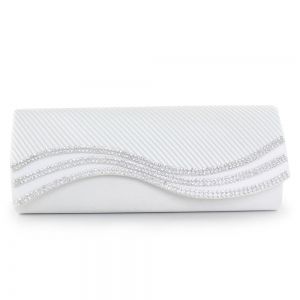 Rhinestone Satin Pleated Evening Bag