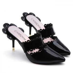 Scalloped Stiletto Heel Slippers