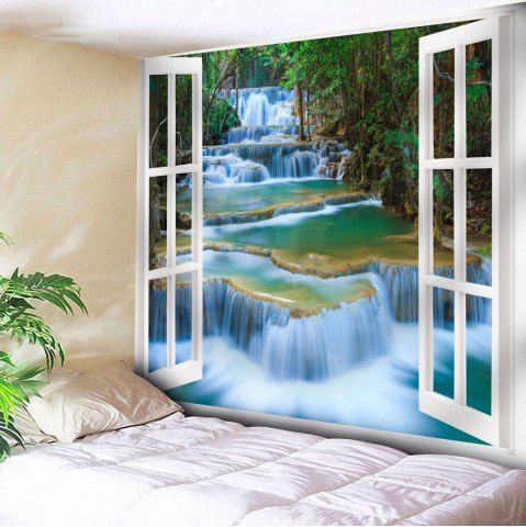 [25% OFF] Window Scenery Printed Wall Hanging Tapestry | Rosegal