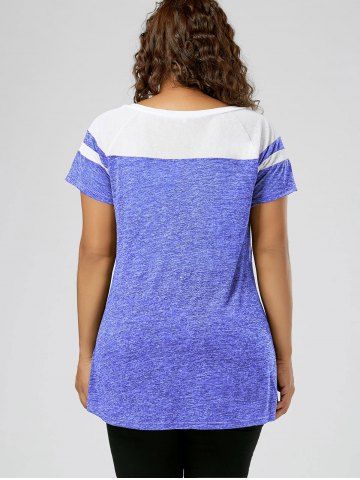 

Plus Size Lace Up Raglan Sleeve Top, Blue and white
