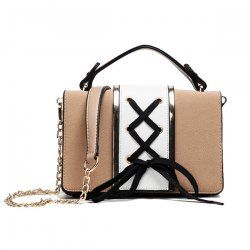 Lace Up Suede Panel Crossbody Bag