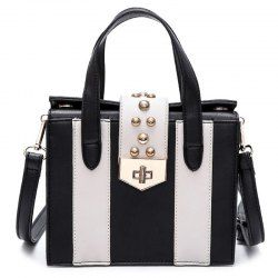Contrast Color Rivet Handbag