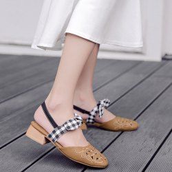 Hollow Out Plaid Pattern Sandals