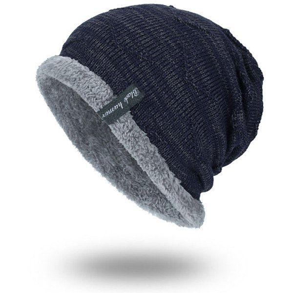 

Velvet Lining Knitted Beanie, Purplish blue
