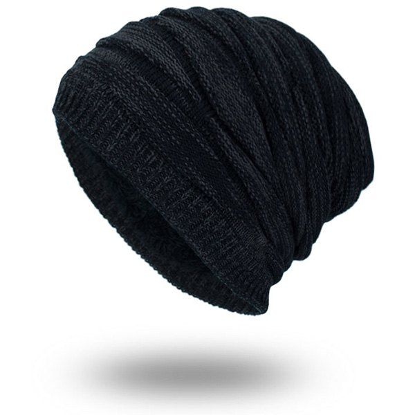 

Piled Velvet Lining Knitting Beanie, Black