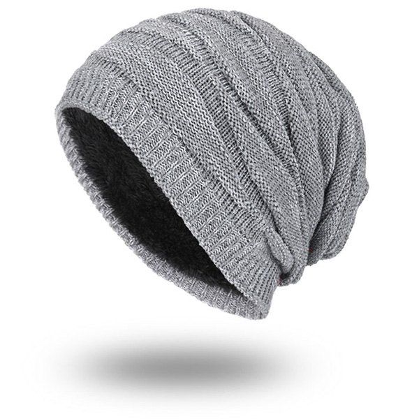 

Piled Velvet Lining Knitting Beanie, Gray