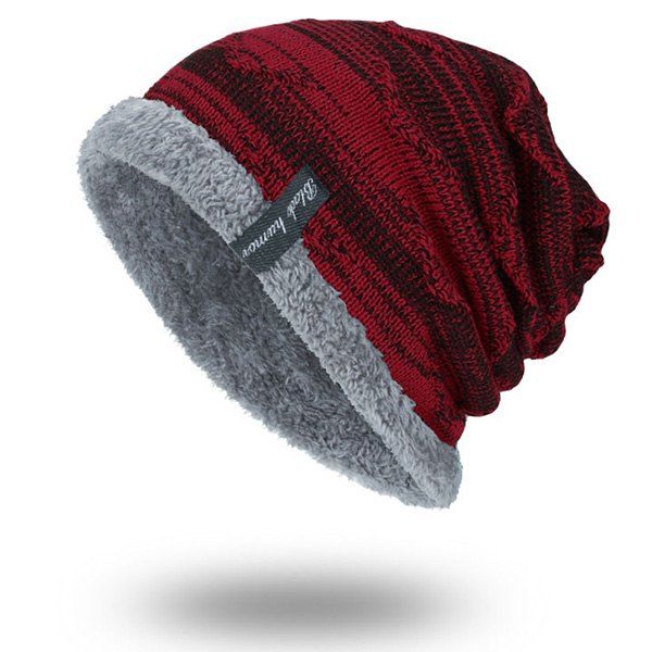 

Velvet Lining Knitted Beanie, Wine red