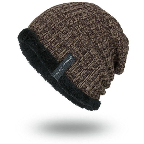 

Knitted Velvet Lining Warm Beanie, Earthy