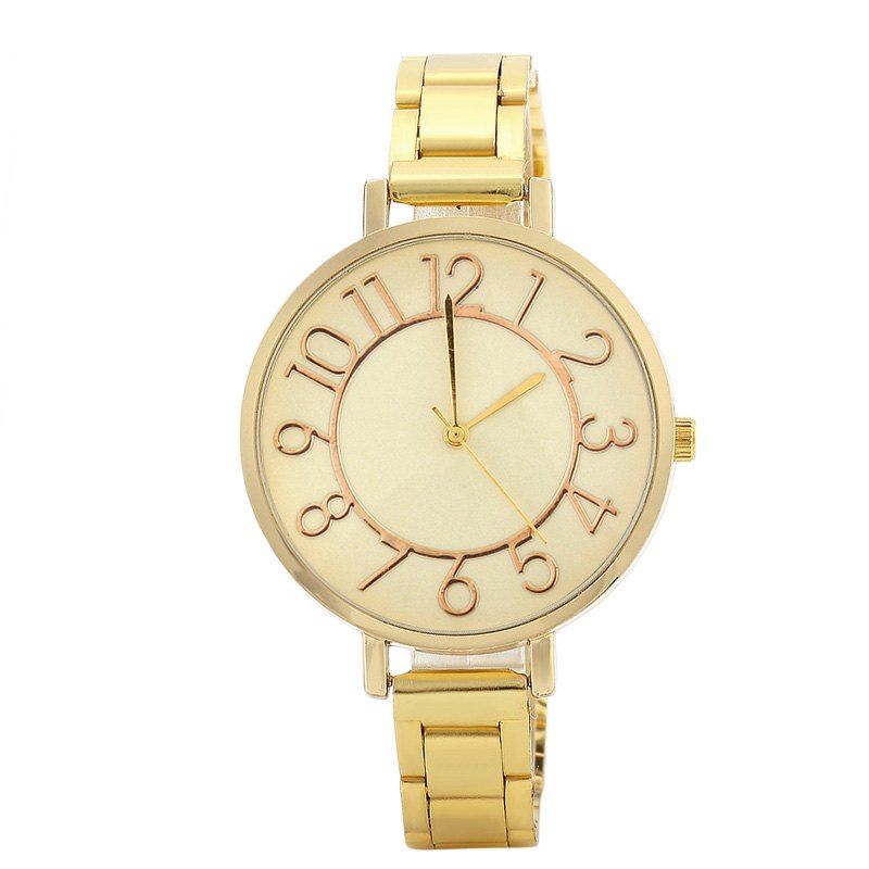 

Alloy Strap Number Analog Quartz Watch, Golden