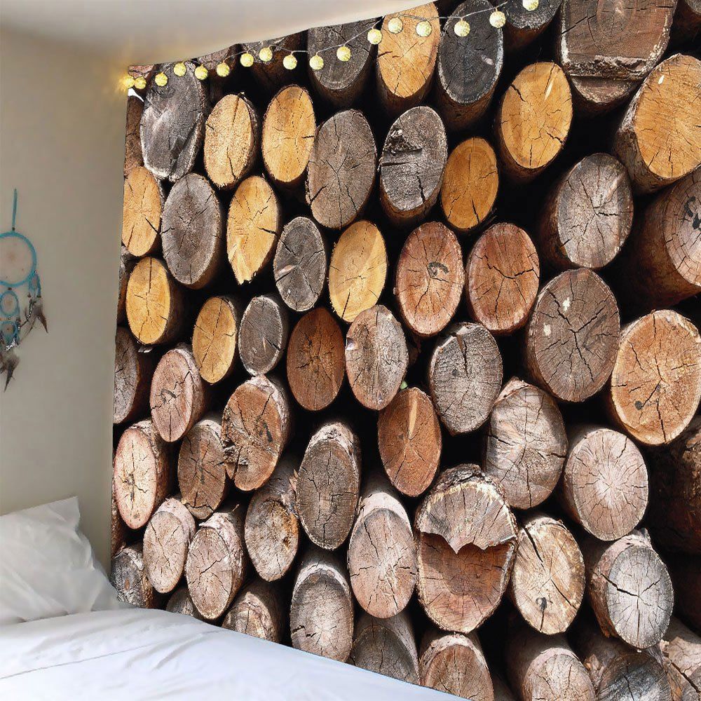 

Home Decor Round Wood Print Waterproof Wall Tapestry