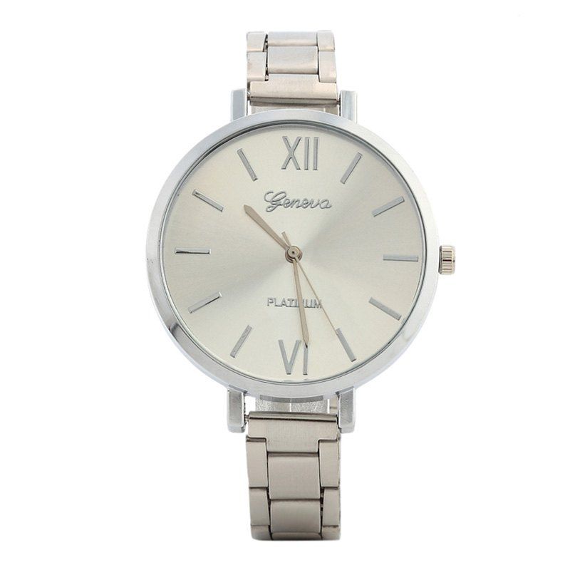 

Alloy Strap Roman Numerals Quartz Watch, Silver