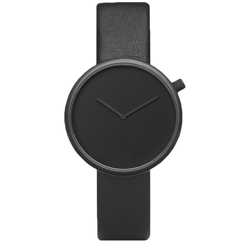 

Minimalist Faux Leather Strap Round Analog Watch, Black