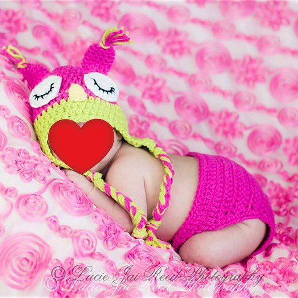 

Knit Owl Baby Photography Hat and Diaper, Tutti frutti