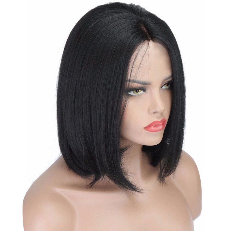 

Center Parting Short Straight Bob Synthetic Wig, Black