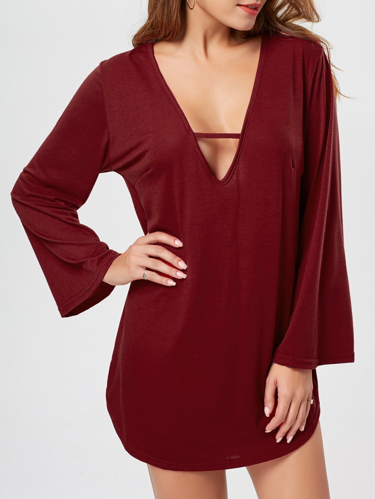 plunge t shirt dress