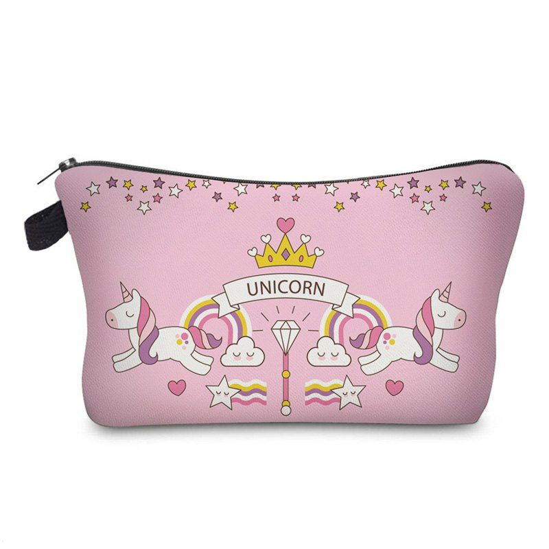 

Unicorn Print Makeup Bag, Pink