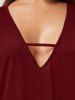 Long Sleeve Plunge V-neck Shift T-shirt Dress -  