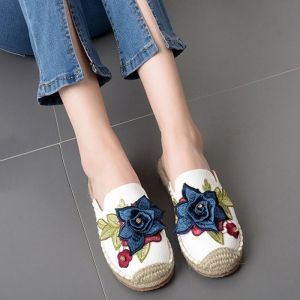 Applique Espadrilles Stitching Slippers