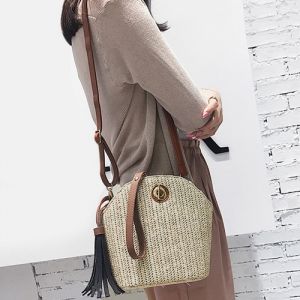 Tassel Straw Weave Crossbody Bag