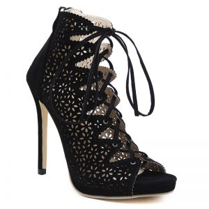 High Heel Cutout Lace Up Peep Toe Shoes