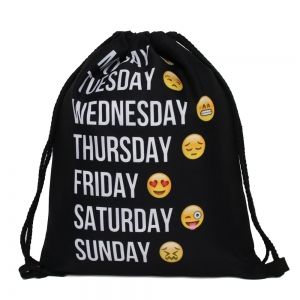 Funny Emoji Printed Drawstring Bag