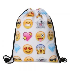 Funny Emoji Printed Drawstring Bag