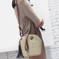 Tassel Straw Weave Crossbody Bag