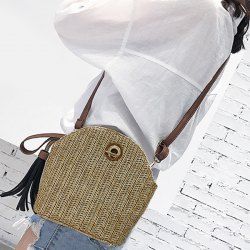 Tassel Straw Weave Crossbody Bag