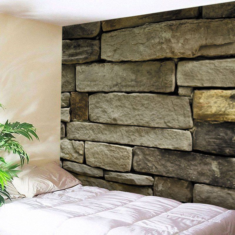 

Stone Brick Wall Print Tapestry Wall Hanging Art Decoration, Earthy