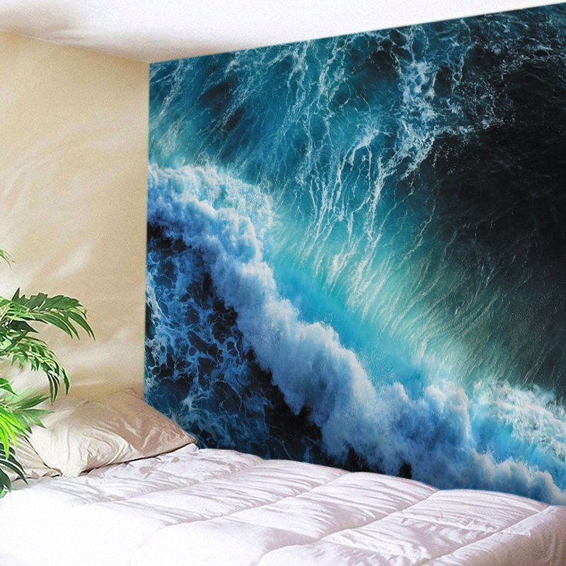[37 OFF] Ocean Wave Print Tapestry Wall Hanging Art