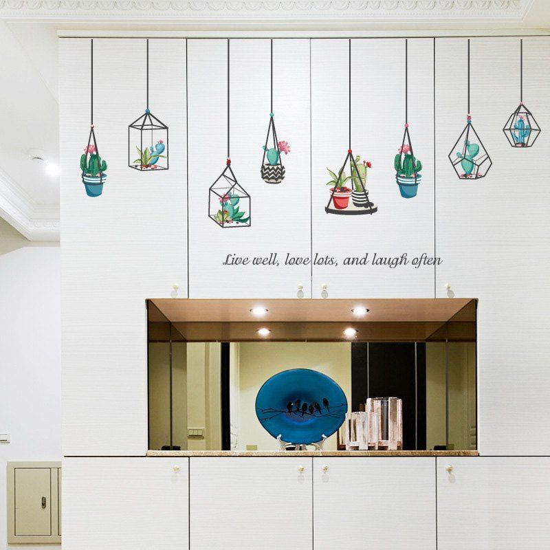 

Hanging Plants Vinyl Bedroom Wall Art Sticker, Colormix