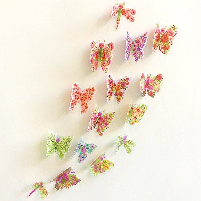 

Pastoral DIY 3D Butterfly Bedroom Wall Sticker Set, Colormix