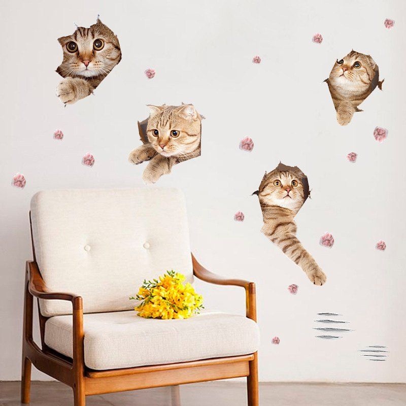 

Removable Cat Animal Wall Art Decor Sticker, Light brown