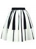Striped High Waist Two Tone Skirt -  