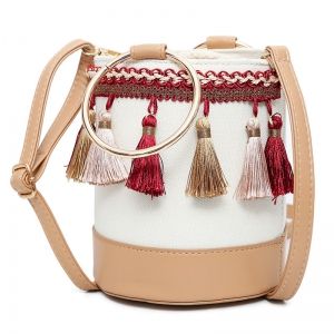 Color Block Tassel Bucket Bag